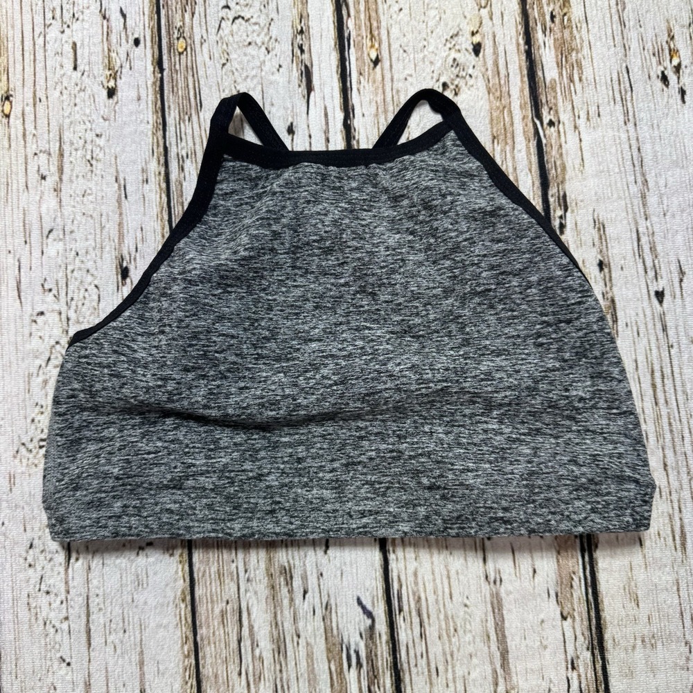 Beyond Yoga Halter Bralette Sports Bra Women's M Open Back Gray Black